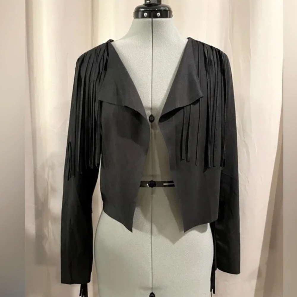Women’s Fringe Lightweight Jacket - Cherish Sz Sm Black